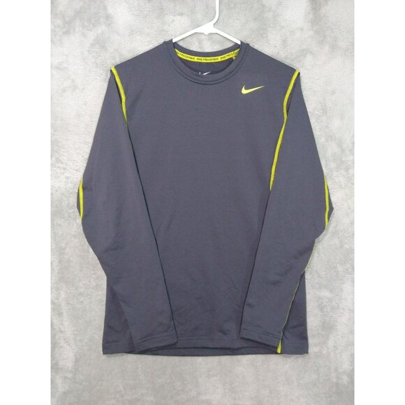 Nike Shirt Mens Medium Black Pro Combat Dri Fit Fitted Long Sleeve Crew Neck - Picture 1 of 8